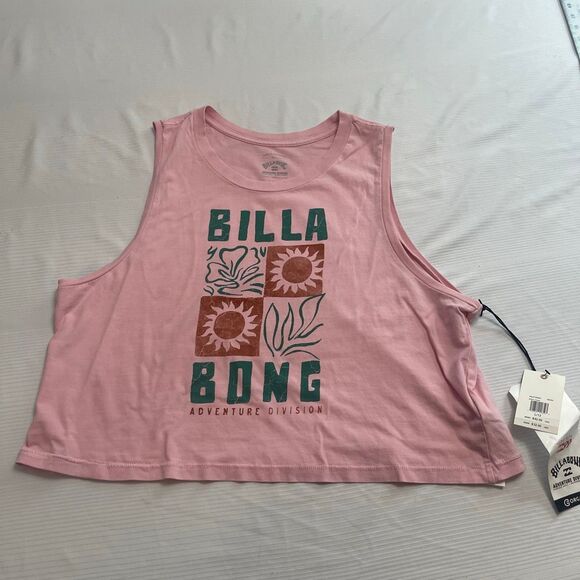 NWT Billabong Women’s Pink Crop Cropped Tank Top Size Large New - Picture 1 of 6